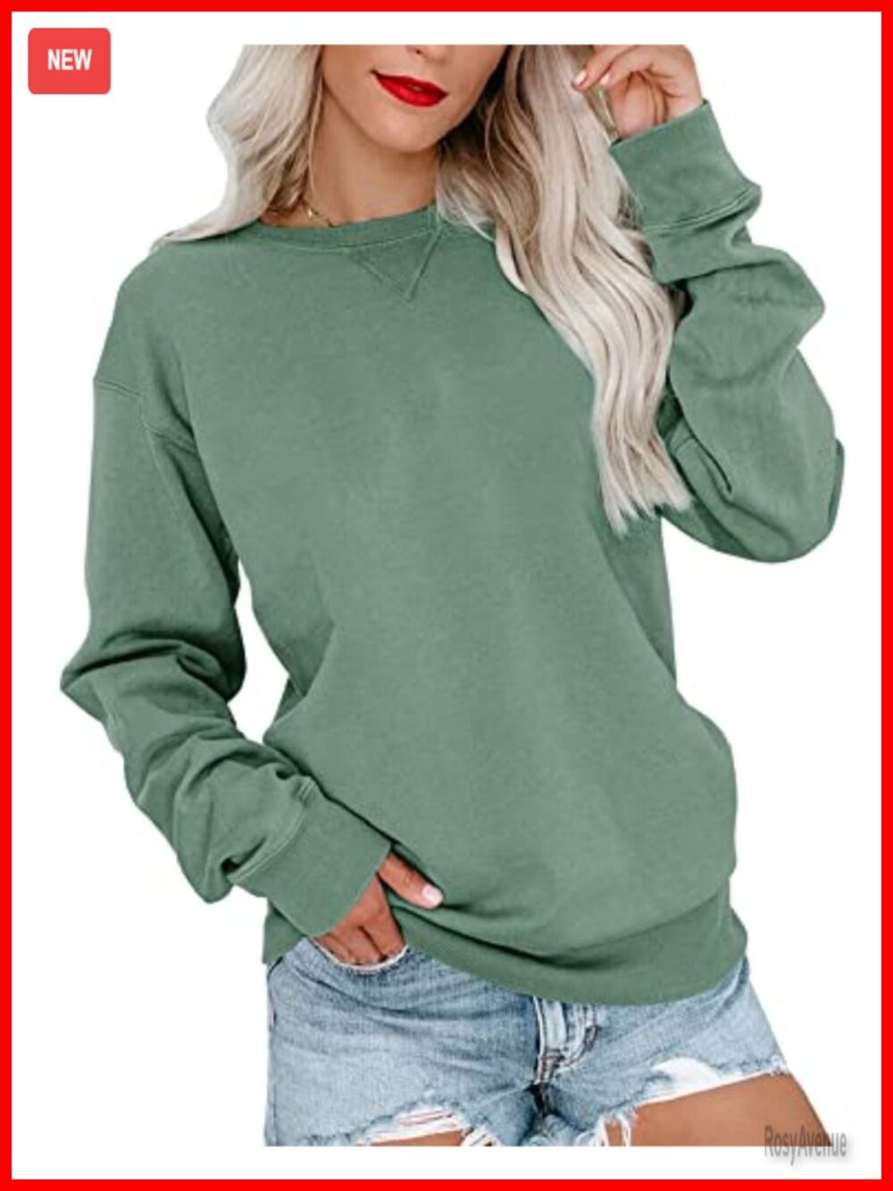 Womens Casual Long Sleeve Crew Neck Pullover Relaxed Fit Sweatshirt Top